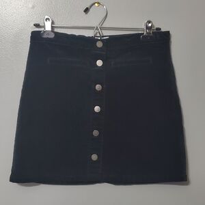 Place Black Velvet Mini Skirt with Button Detail